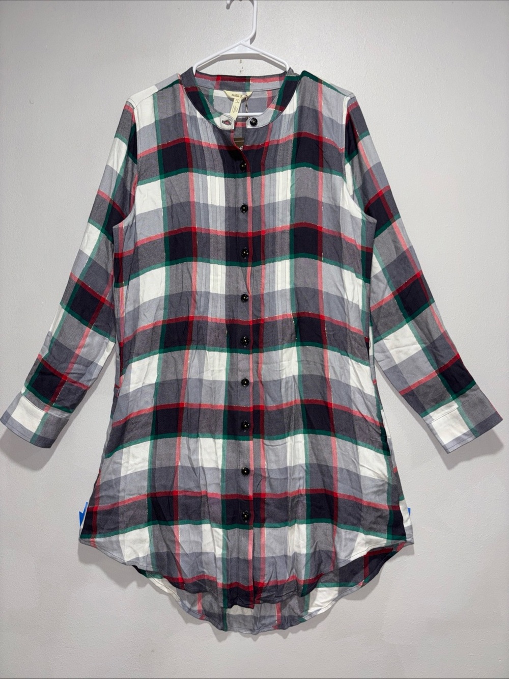 Matilda Jane Coming To Town Dress Women’s Size L Large Plaid Flannel Button Down